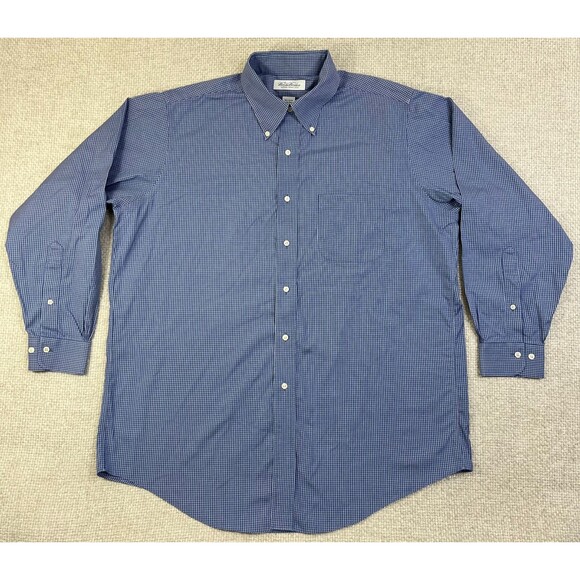 Brooks Brothers Shirt Men's 16.5 (32/33) Blue Check Button Down Long Sleeve - Picture 1 of 8